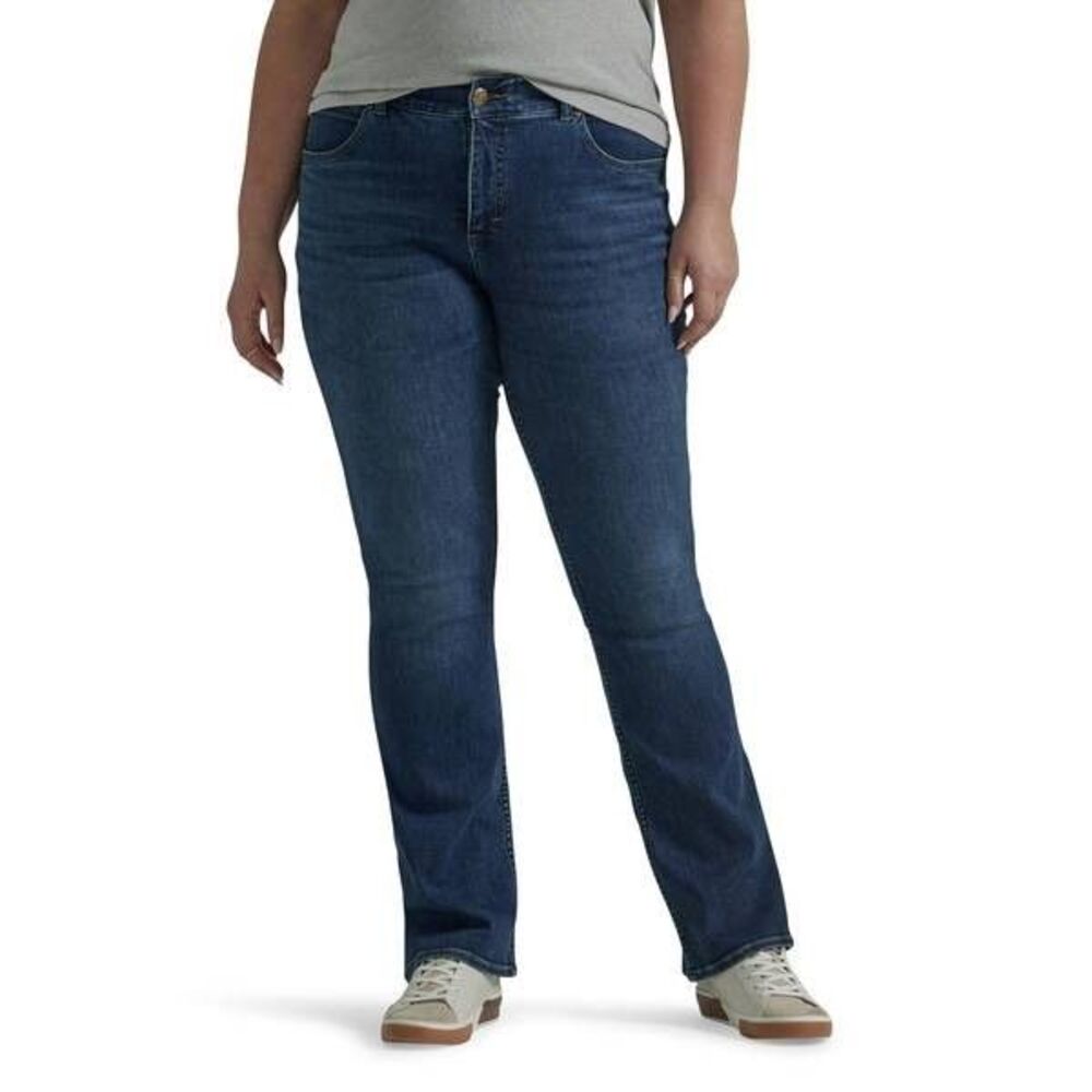 Lee Ultra Lux Comfort Flex Motion Bootcut Jeans Womens 18W Blue Medium Wash NEW